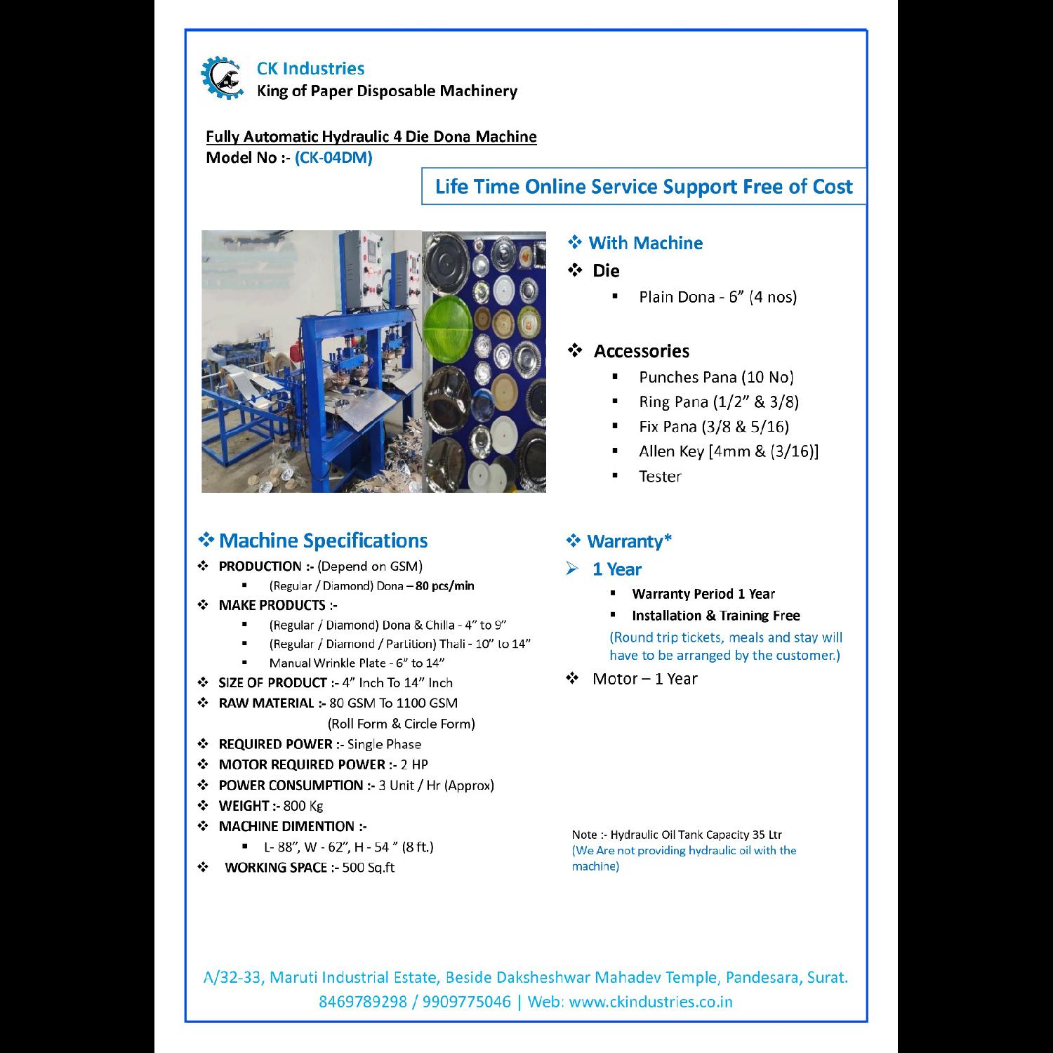 Hydraulic Fully Automatic 4 Die Dona Machine